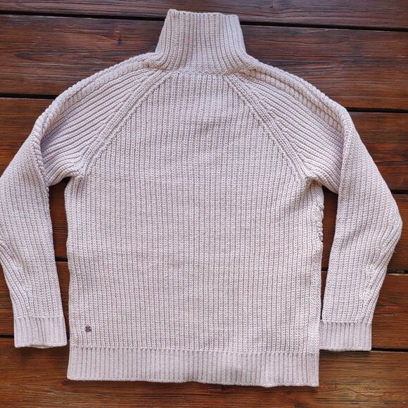 Lululemon Bring the Cozy Pink Chunky Cable Knit Sweater High Neck Boho Size 6 - Picture 6 of 10